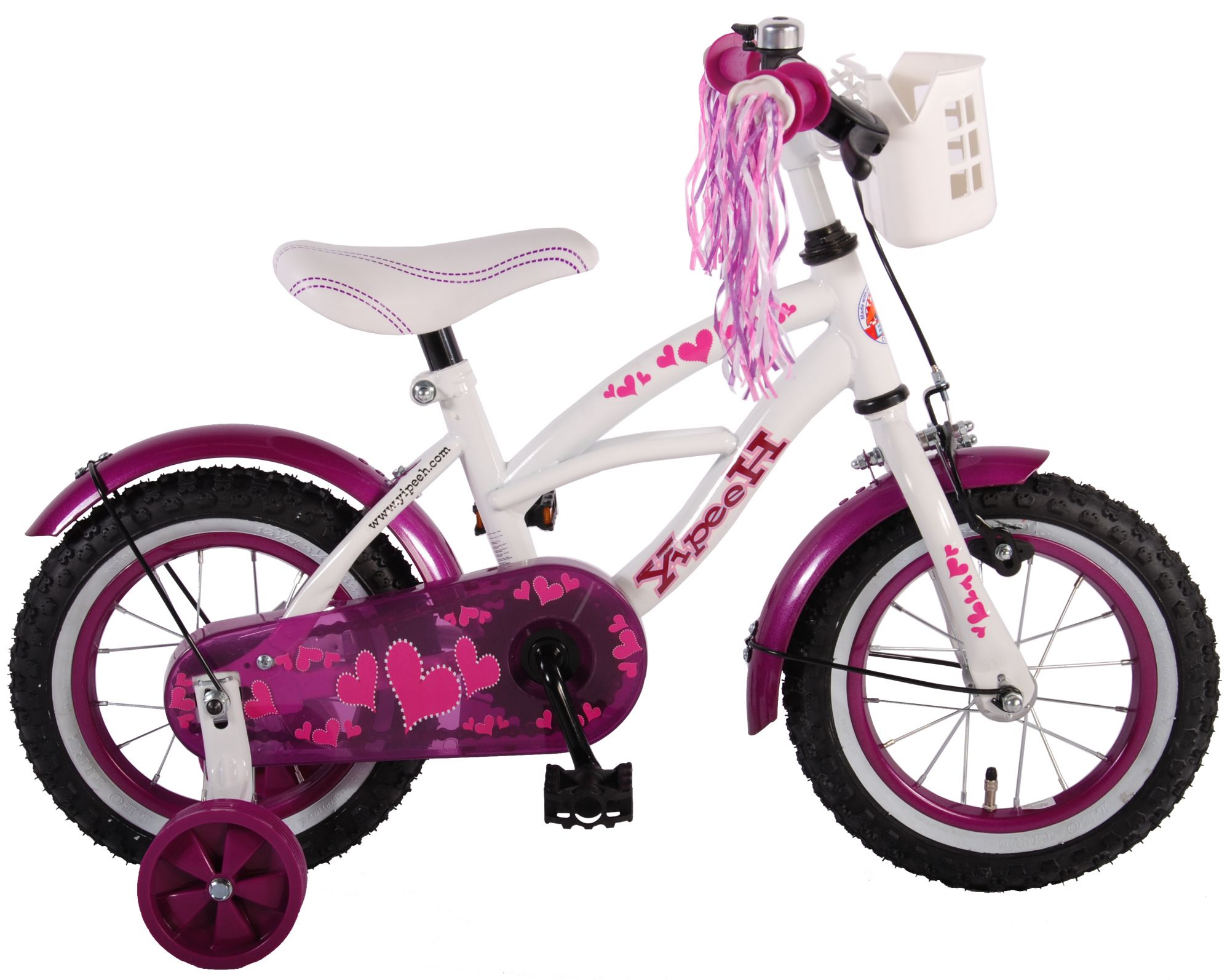 argument Altijd vos Volare Heart Cruiser Children's Bicycle - Girls - 12 inch - White Purple