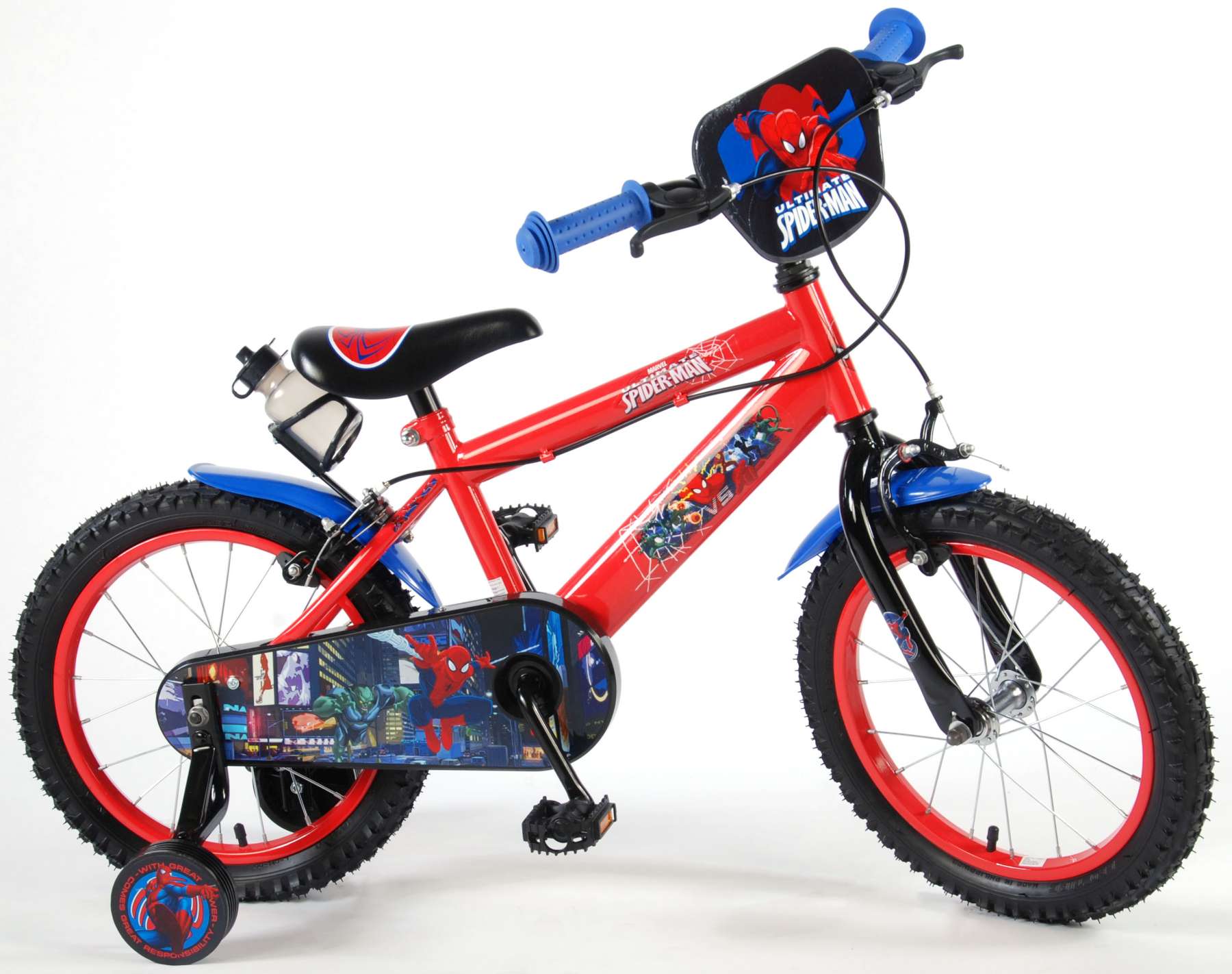 Spider Boys 16" Wheel Spiderman Style  Web Graphics Kids BMX Bike Yellow Age 5+ 