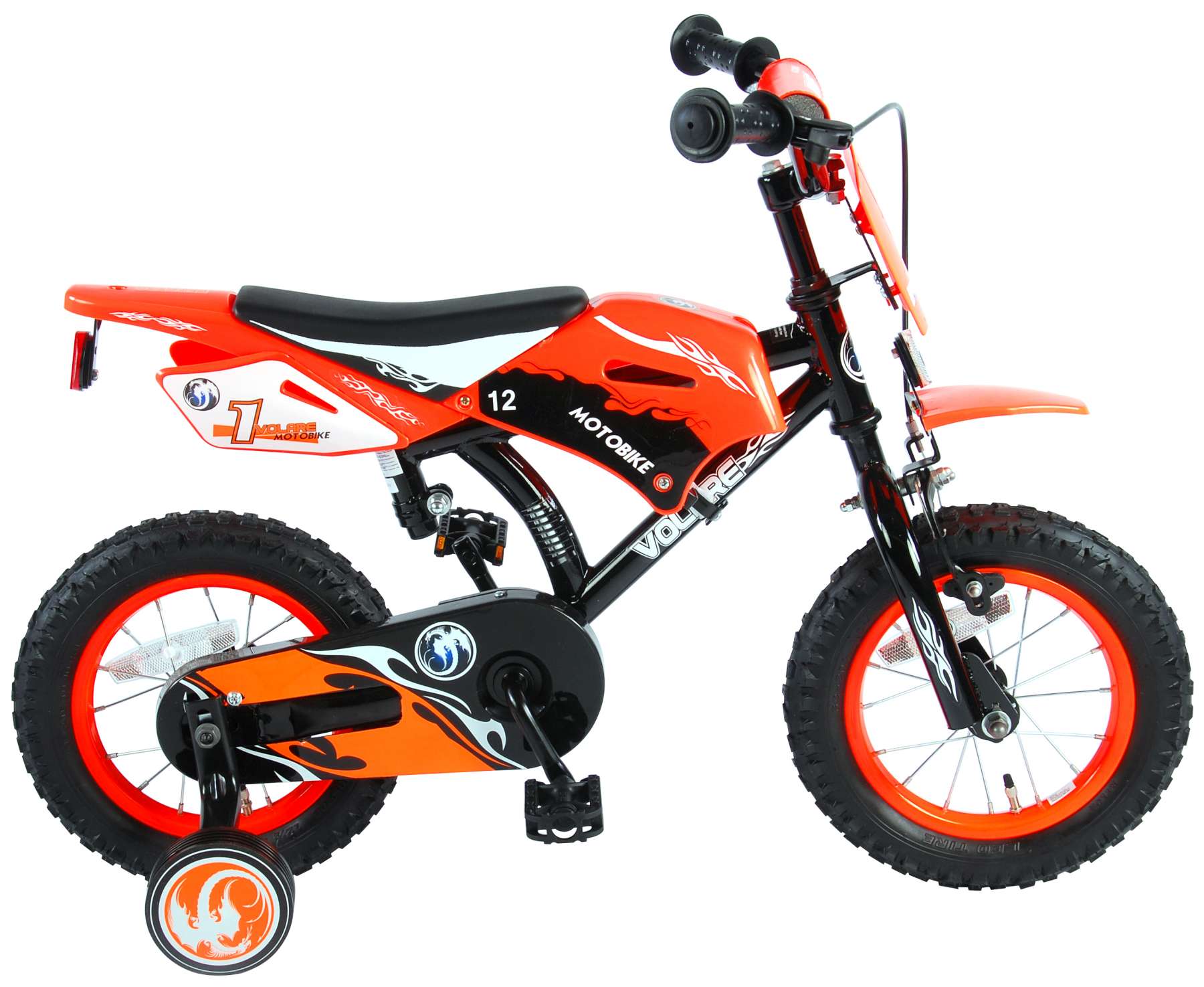 Vélo moto enfant Volare - garçon - 12 po - vert - assemblé à 95 %