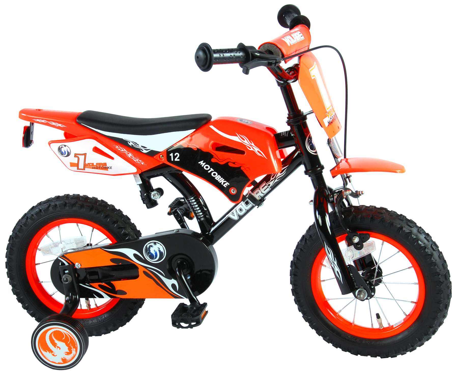 Vélo moto enfant Volare - garçon - 12 po - orange - assemblé à 95 %