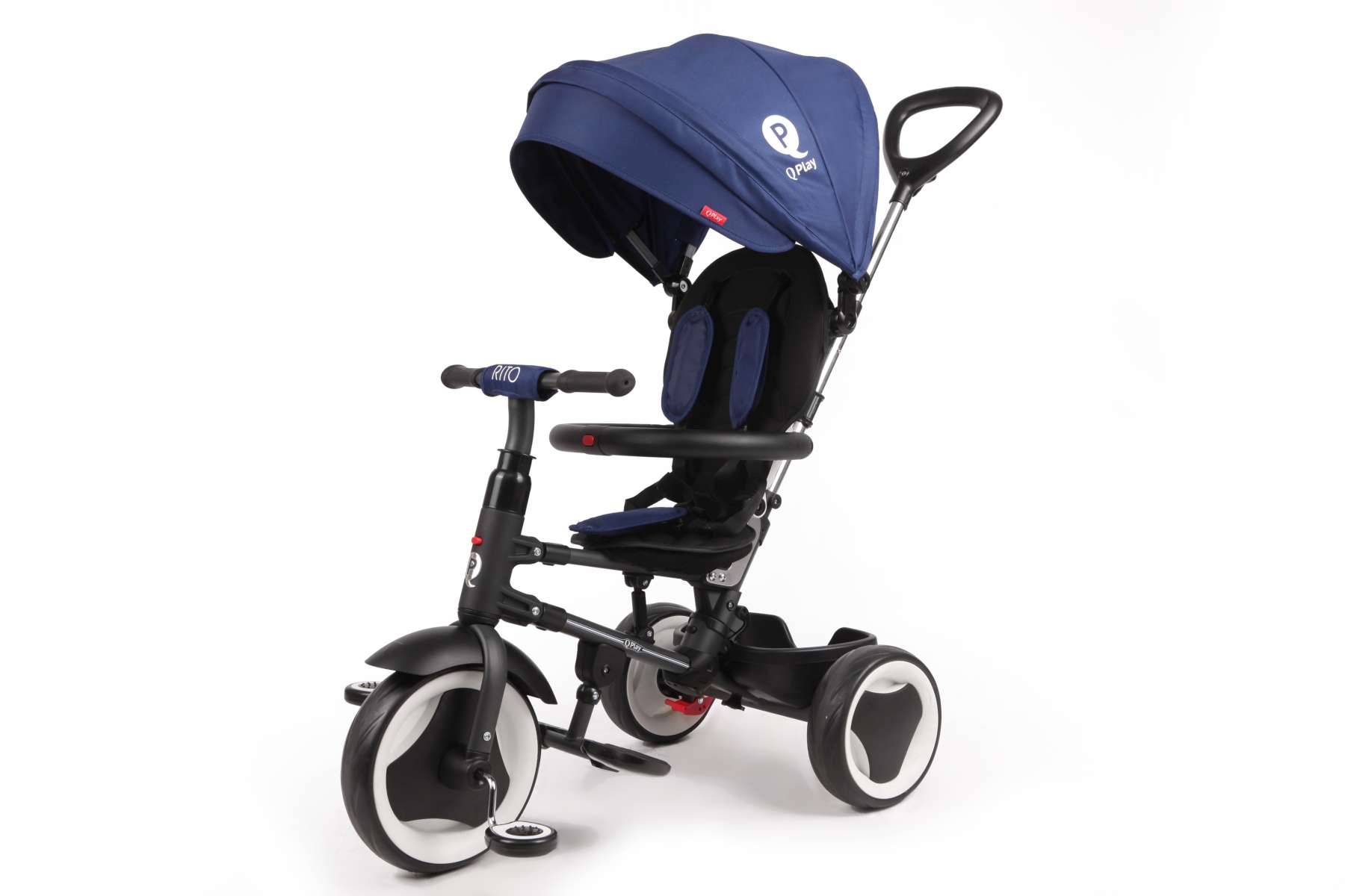 Bébés de 10 Jusqu’à 36 Mois QPlay Tricycle Evolutif Pliable Rito Poids supportable Jusqu’à 25 Kg Bleu