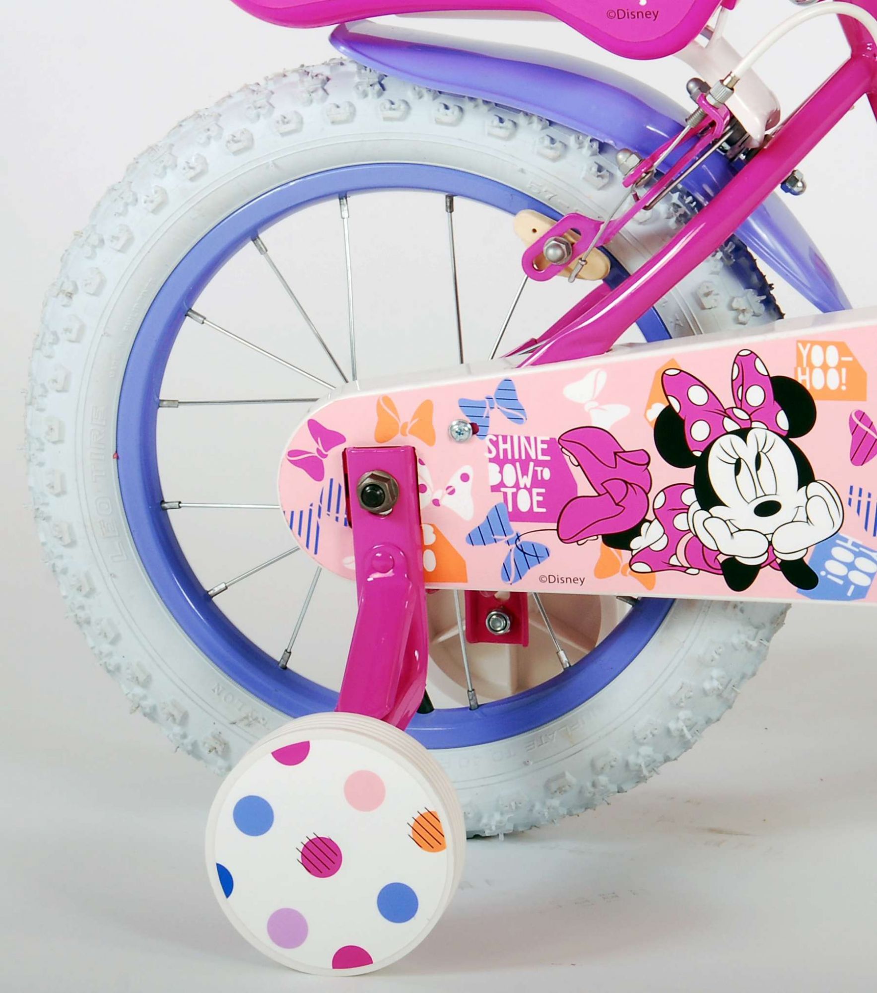 12 in Pink Minnie Mouse Kids Bike Adjustable Girls Bicycle Training Wheels Brake 