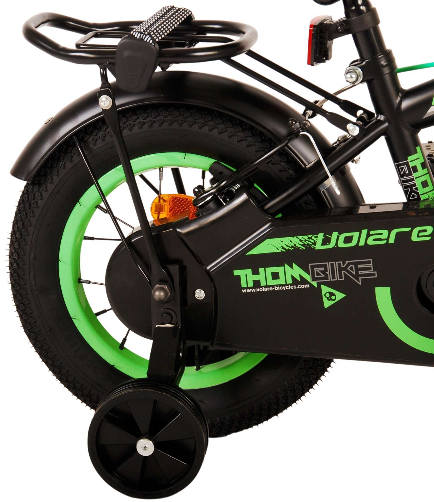 Volare Thombike Children s bike Boys 12 inch Black Green Two Hand Brakes