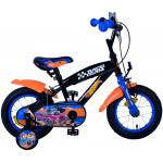 Hot Wheels Kids bike - Boys - 12 inch - Black Orange Blue - Two hand brakes