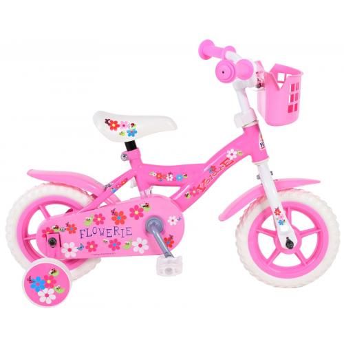 Volare Flowerie Children's Bicycle - Girls - 10 inch - Pink / White