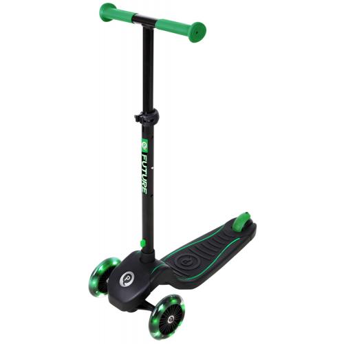 QPlay Future Scooter - Boys and Girls - Black with Green - Led Lighting