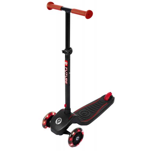 QPlay Future Scooter - Boys and Girls - Black with Red - Led Lighting