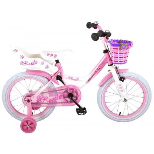 Volare Rose Kinderfiets - Meisjes - 16 inch - Roze Wit - 95% afgemonteerd