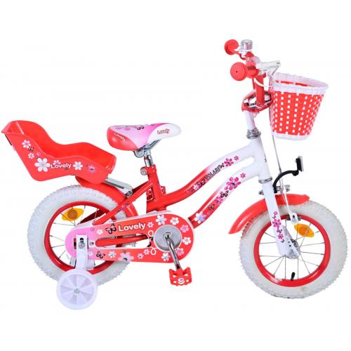 Volare Lovely Children's Bicycle - Girls - 12 inch - Red White - 95% assembled