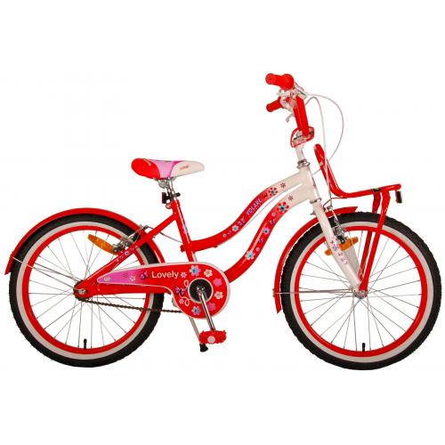 Volare Lovely Children's Bicycle - Girls - 20 inch - Red White - Two Handbrakes - 95% assembled