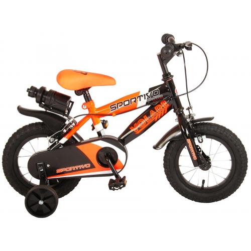 Volare Sportivo Children's Bicycle - Boys - 12 inch - Neon Orange Black - Two handbrakes - 95% assembled