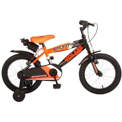 Volare Sportivo Children's Bicycle - Boys - 16 inch - Neon Orange Black - Two handbrakes - 95% assembled