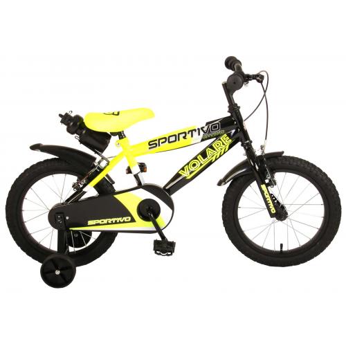 Volare Sportivo Children's Bicycle - Boys - 16 inch - Neon Yellow Black - Two handbrakes - 95% assembled