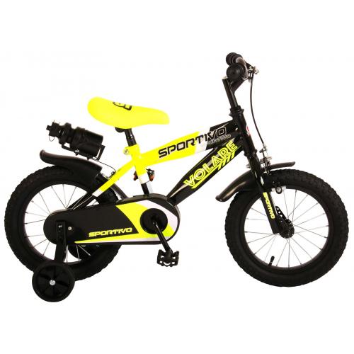 Volare Sportivo Children's Bicycle - Boys - 14 inch - Neon Yellow Black - 95% assembled