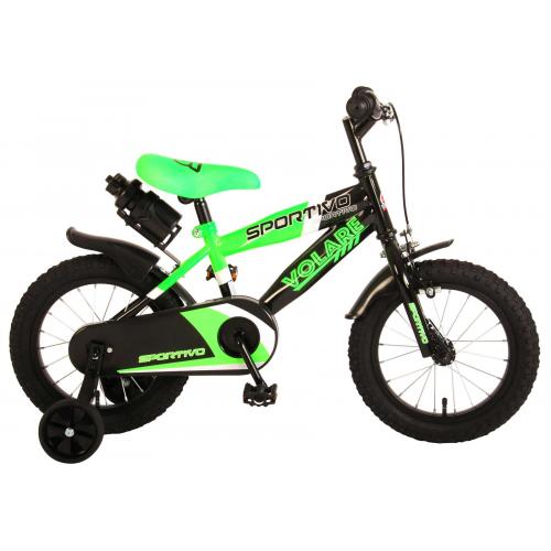 Volare Sportivo Children's Bicycle - Boys - 14 inch - Neon Green Black - 95% assembled