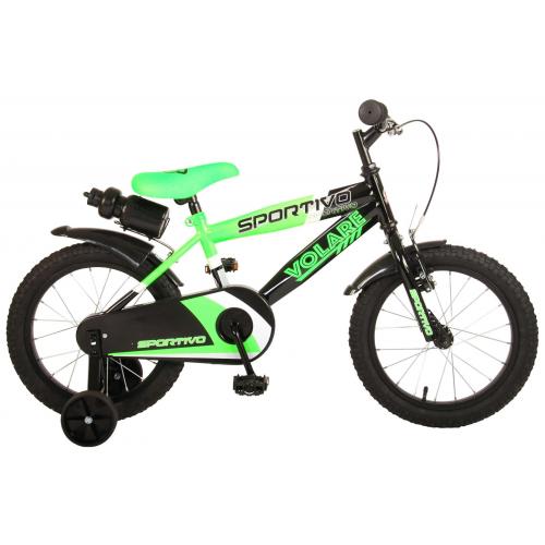 Volare Sportivo Children's Bicycle - Boys - 16 inch - Neon Green Black - 95% assembled