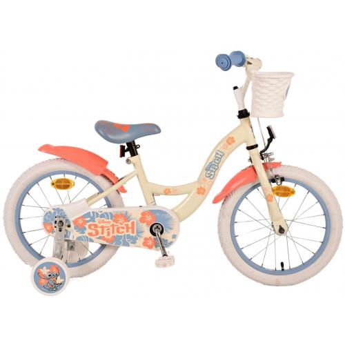 Disney Stitch Kinderfiets - Meisjes - 16 inch - Crème Koraal Blauw