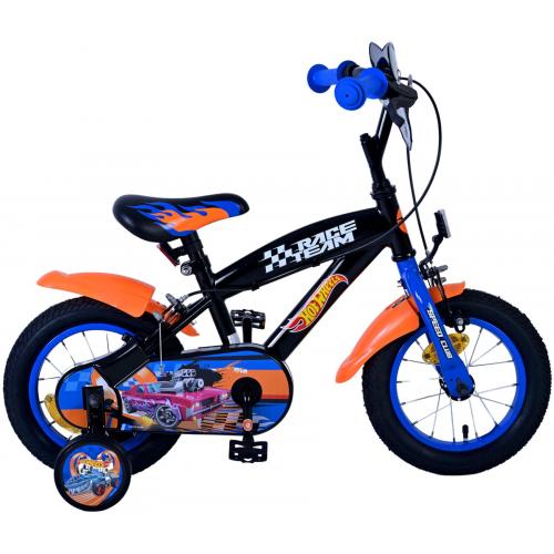 Hot Wheels Kids bike - Boys - 12 inch - Black Orange Blue - Two hand brakes