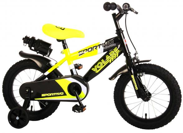 Volare Sportivo Children's Bicycle - Boys - 14 inch - Neon Yellow Black - 95% assembled