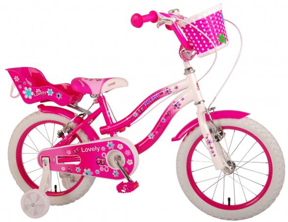 Volare Lovely Kinderfiets - Meisjes - 16 inch - Roze Wit - Twee Handremmen - 95% afgemonteerd