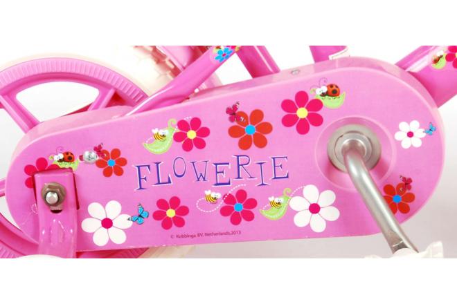 Volare Flowerie Children's Bicycle - Girls - 10 inch - Pink / White