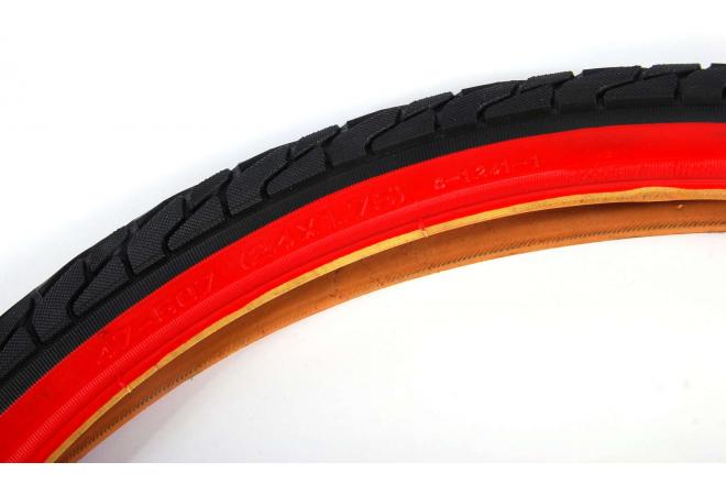 Bicycle tire 24 inch black red