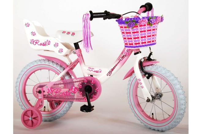 Volare Rose Children's Bicycle - Girls - 14 inch - Pink White - 95% assembled