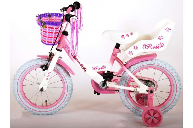 Volare Rose Children's Bicycle - Girls - 14 inch - Pink White - 95% assembled