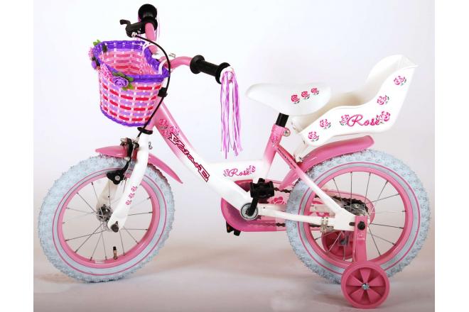 Volare Rose Children's Bicycle - Girls - 14 inch - Pink White - 95% assembled