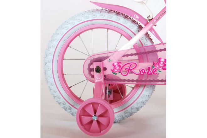 Volare Rose Children's Bicycle - Girls - 14 inch - Pink White - 95% assembled