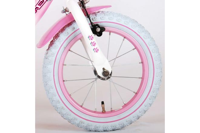 Volare Rose Children's Bicycle - Girls - 14 inch - Pink White - 95% assembled