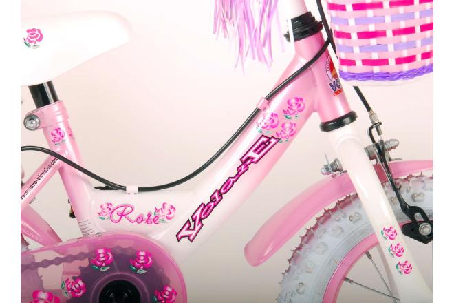 Volare Rose Children's Bicycle - Girls - 12 inch - Pink - 2 hand brakes