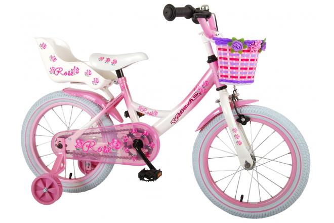 Volare Rose Children's Bicycle - Girls - 16 inch - Pink White - 95% assembled