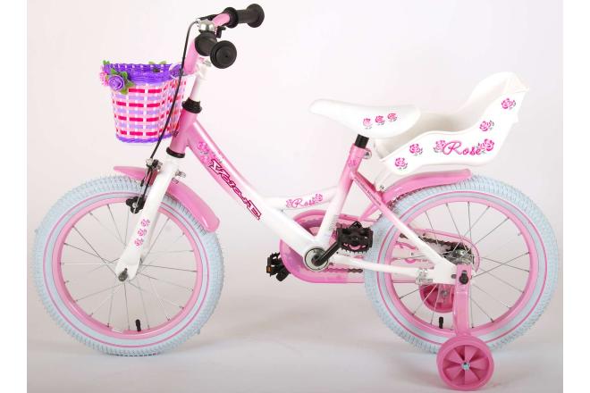 Volare Rose Children's Bicycle - Girls - 16 inch - Pink White - 95% assembled
