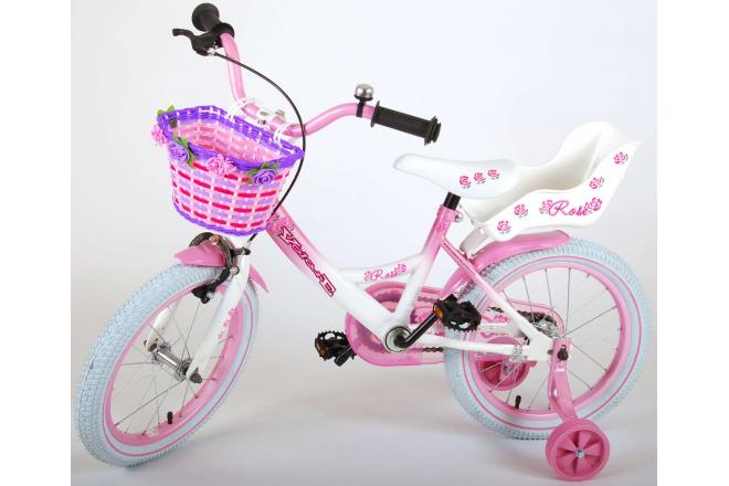 Volare Rose Children's Bicycle - Girls - 16 inch - Pink White - 95% assembled