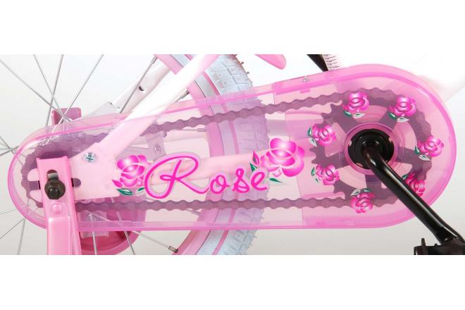 Volare Rose Children's Bicycle - Girls - 16 inch - Pink White - 95% assembled