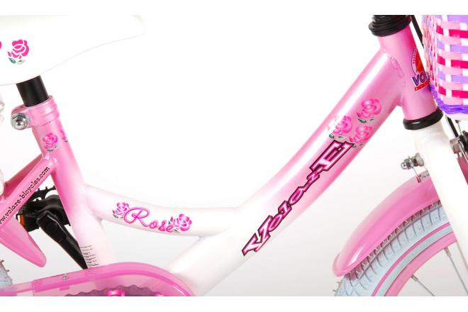 Volare Rose Children's Bicycle - Girls - 16 inch - Pink White - 95% assembled