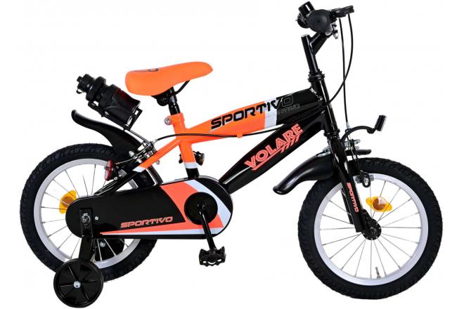 Volare Sportivo Children's Bicycle - Boys - 14 inch - Neon Orange Black - Two handbrakes