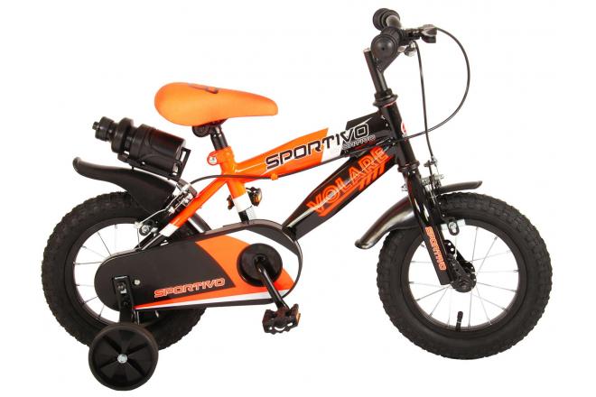 Volare Sportivo Children's Bicycle - Boys - 12 inch - Neon Orange Black - Two handbrakes - 95% assembled