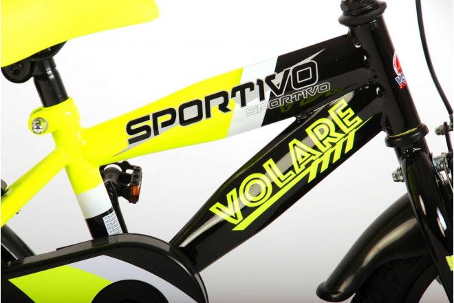 Volare Sportivo Children's Bicycle - Boys - 12 inch - Neon Yellow Black - 95% assembled