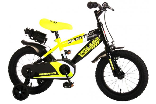 Volare Sportivo Children's Bicycle - Boys - 14 inch - Neon Yellow Black - 95% assembled