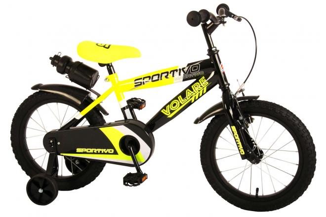 Volare Sportivo Children's Bicycle - Boys - 16 inch - Neon Yellow Black - 95% assembled