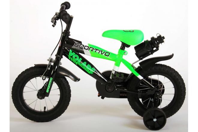 Volare Sportivo Children's Bicycle - Boys - 12 inch - Neon Green Black - 95% assembled
