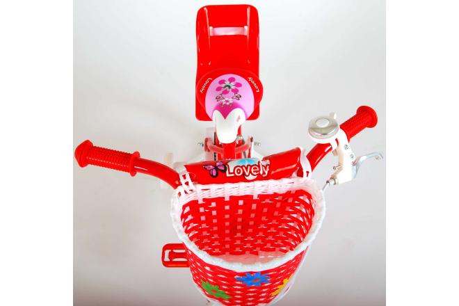 Volare Lovely Children's Bicycle - Girls - 14 inch - Red White - 95% assembled