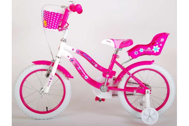 Volare Lovely Children's Bicycle - Girls - 16 inch - Pink White - 95% assembled