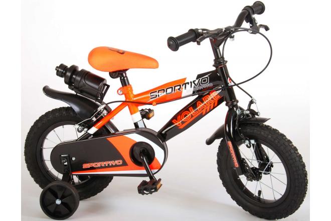 Volare Sportivo Children's Bicycle - Boys - 12 inch - Neon Orange Black - Two handbrakes - 95% assembled