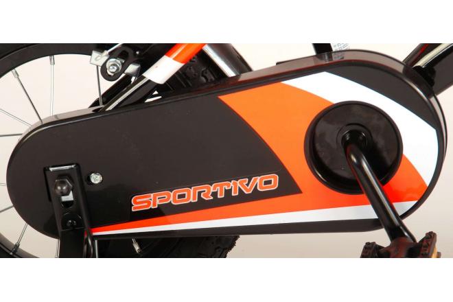 Volare Sportivo Children's Bicycle - Boys - 12 inch - Neon Orange Black - Two handbrakes - 95% assembled