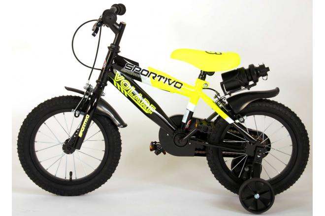 Volare Sportivo Children's Bicycle - Boys - 14 inch - Neon Yellow Black - Two handbrakes - 95% assembled