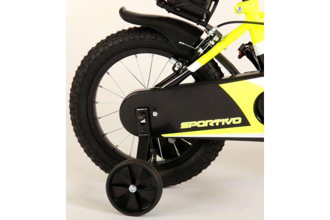 Volare Sportivo Children's Bicycle - Boys - 14 inch - Neon Yellow Black - Two handbrakes - 95% assembled