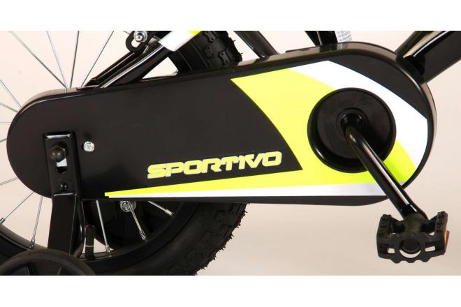 Volare Sportivo Children's Bicycle - Boys - 14 inch - Neon Yellow Black - Two handbrakes - 95% assembled